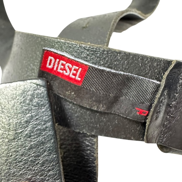 Genuine DIESEL Trapano Black Leather Belt With Silver Buckle For Men 36 - Picture 9 of 11